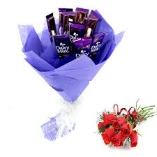 6 Dairy milk chocolate bouquet with 6 Red roses