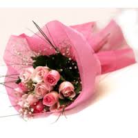 6 Pink roses bouquet