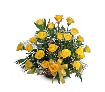 Basket of Two dozen Yellow Roses