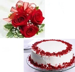 1/2 Kg Red Velvet Cake 3 roses