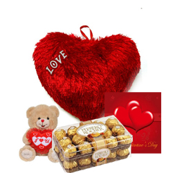 Valentine heart 8 inches 16 Ferrero Teddy and Card