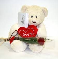 Valentine heart 3 inches One red rose and Teddy 6 inches