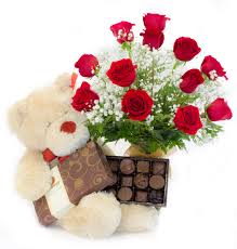 Valentine heart 3 inches 12 red roses Teddy 6 inches with Heart Chocolate box