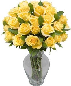 Dozen Yellow Roses Vase