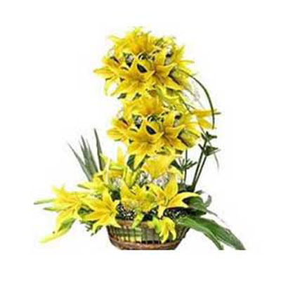 Yellow lilies basket